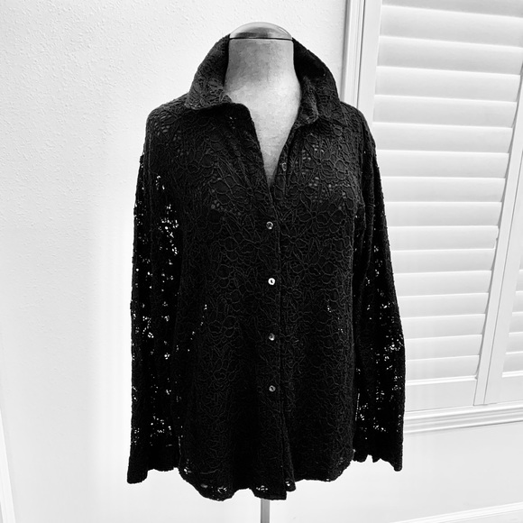Black Cotton Lace Blouse - Picture 3 of 11